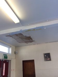 The ceiling of the crush area in Cumnock Academy.